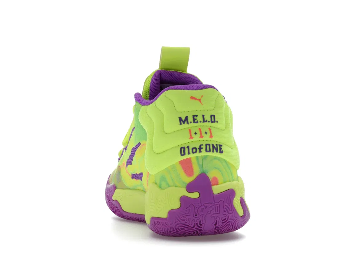 Детские кроссовки для мальчиков баскетбольные Puma LaMelo Ball MB.03 Spark, Safety Yellow/Purple Glimmer — фото 4
