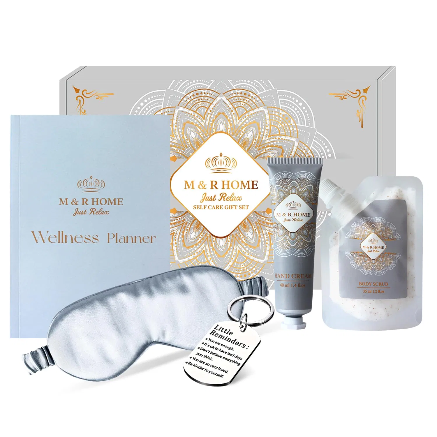 Набор для ухода за собой 5-предметный M & R HOME JUST RELAX Wellness Journal Gift Set, 390 г, Лаванда