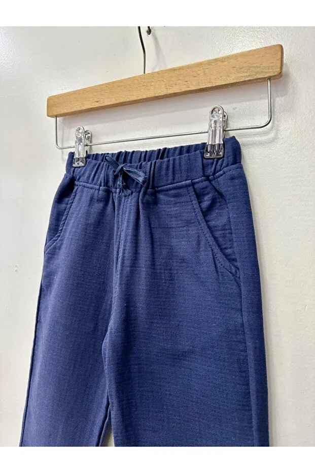 Детские брюки для девочек льняные Rois, Navy Blue — фото 2