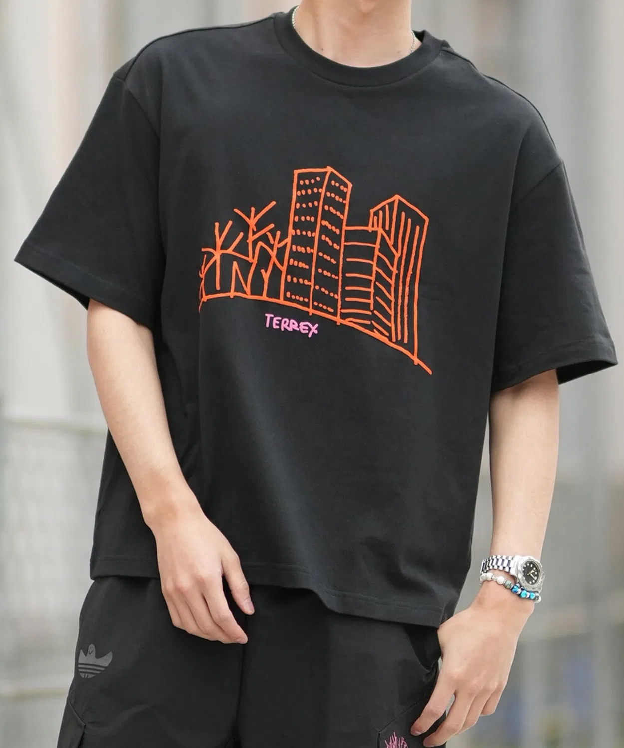 Мужская футболка с принтом Shmoo Adidas, Black