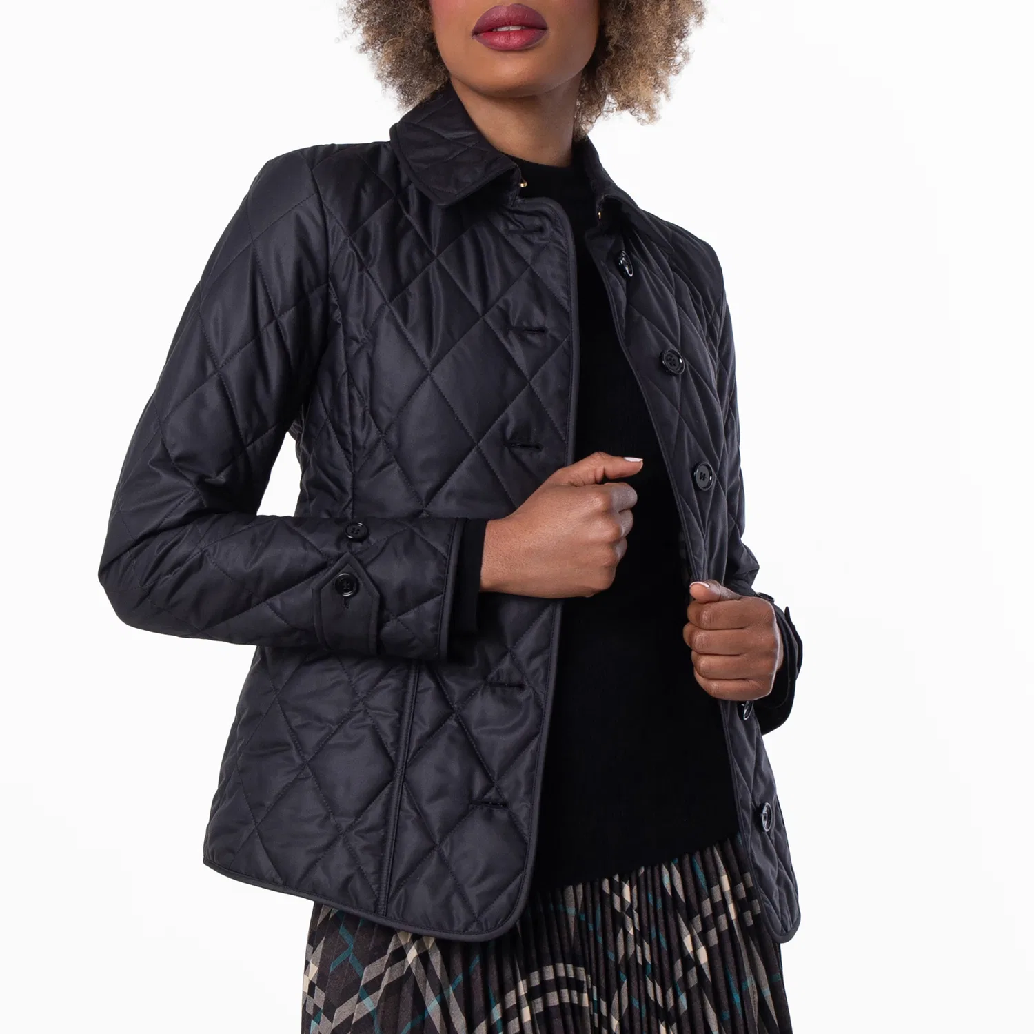 Женский стеганый жакет Fernleigh Quilted Diamond Burberry, Black — фото 2