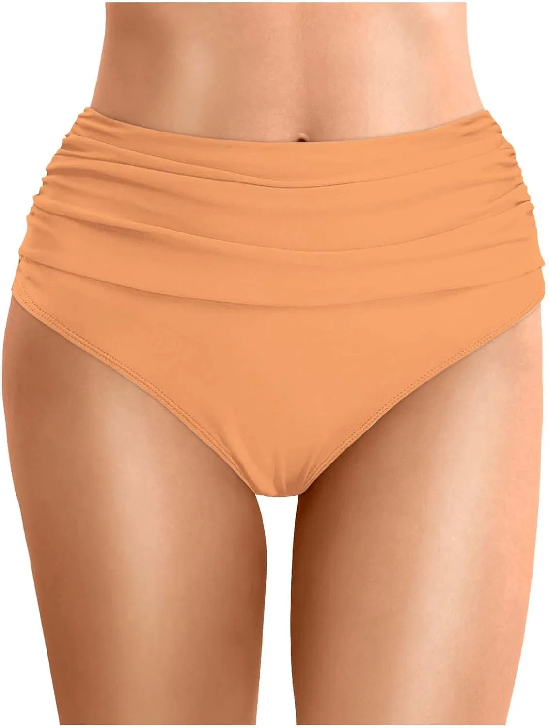Женские плавки с завышенной талией с защипами, Orange