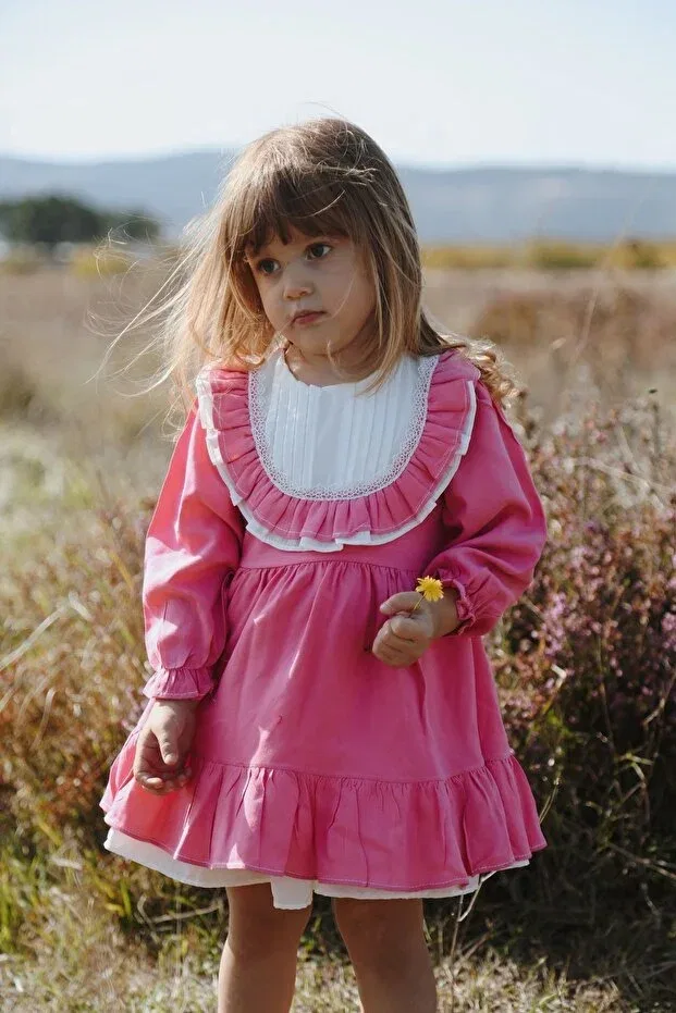 Детское платье для девочек с длинным рукавом Baby Animals, Dark Pink