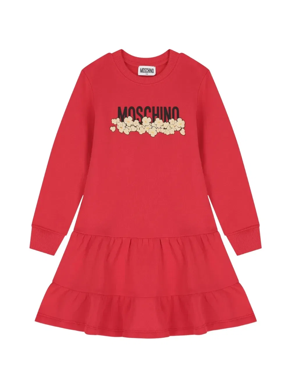 Многоярусное платье с принтом в виде попкорна Moschino Kids, красный