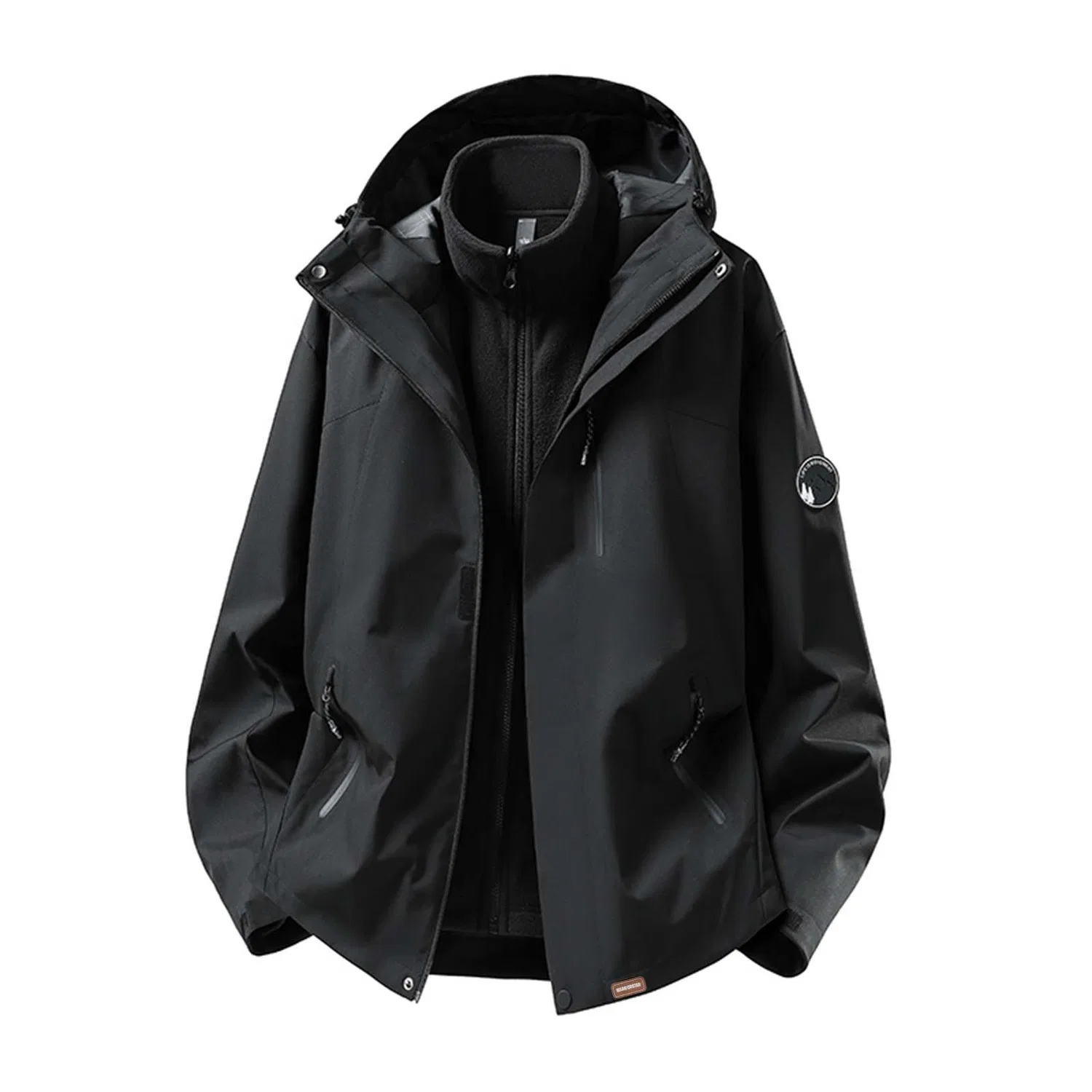 Детская ветровка унисекс с капюшоном, прямой крой, Black (3-in-1), WARRIOR