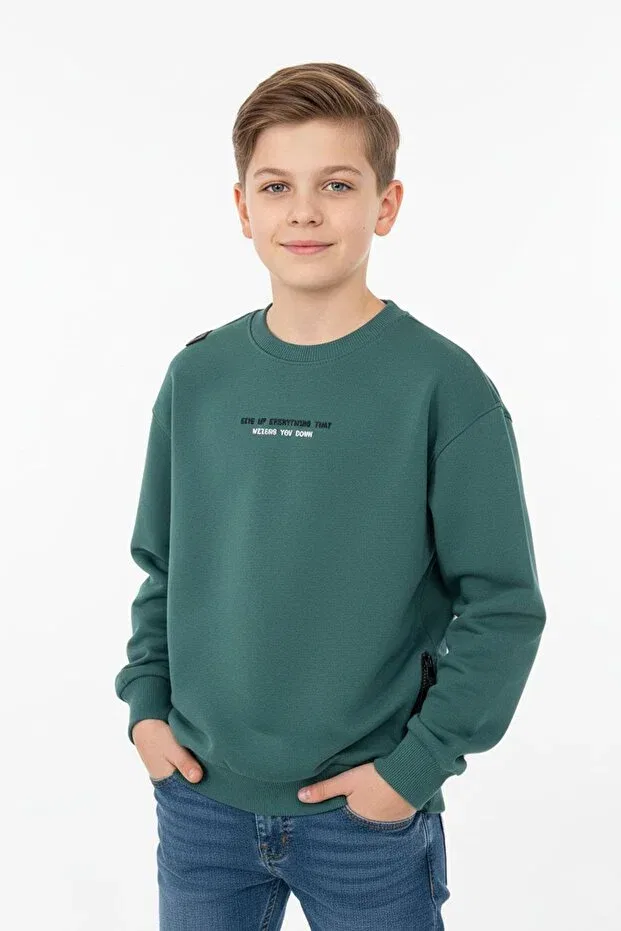 Детские свитшот для мальчиков с принтом Oversize Unisex Kids Newkids, Green