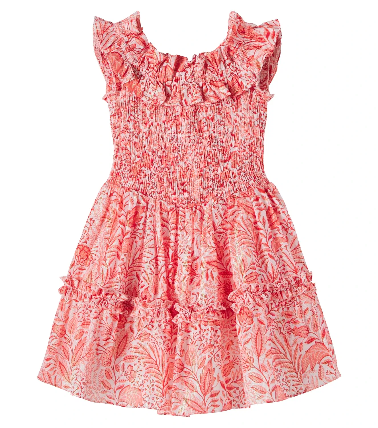 Платье с оборками Poupette St Barth Kids, розовый