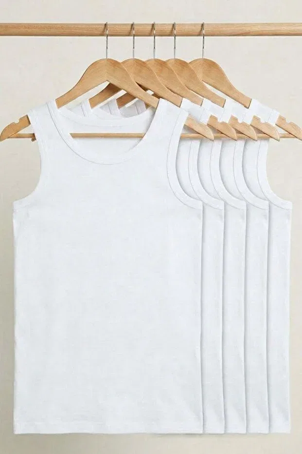 Детский комплект маек для мальчиков хлопковый 5-Piece pure cotton plain undershirt set Cotenconcept, White