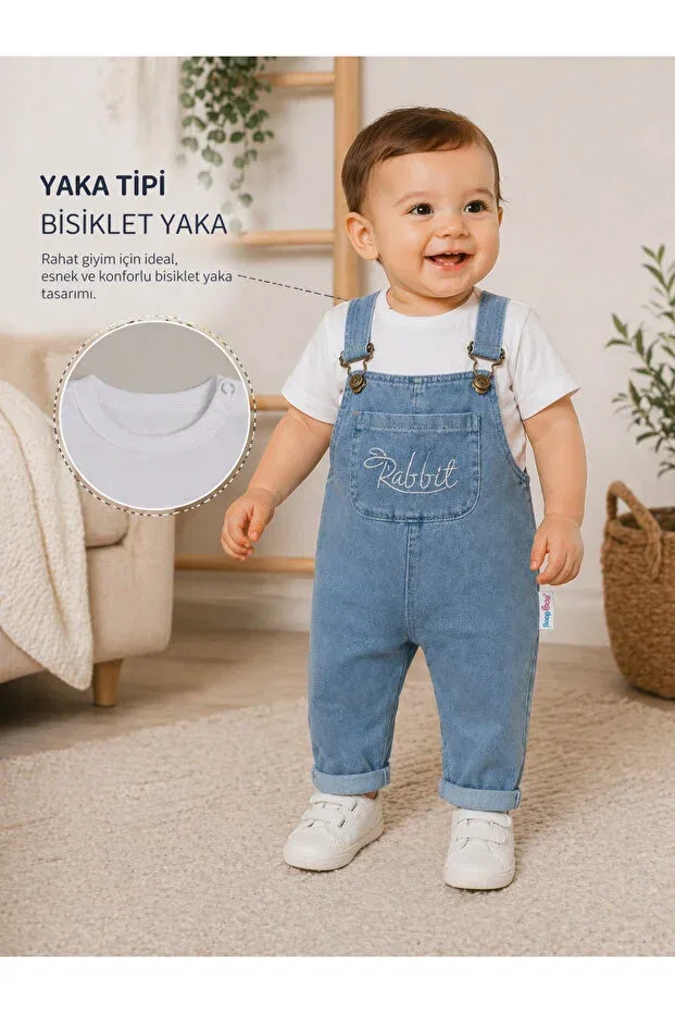 Детский комплект для новорожденных с джинсовым комбинезоном Baby Buu, Navy Blue