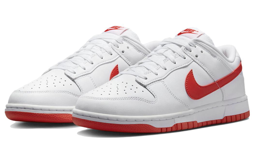 Кроссовки Nike Dunk Low Retro, белый/красный — фото 3