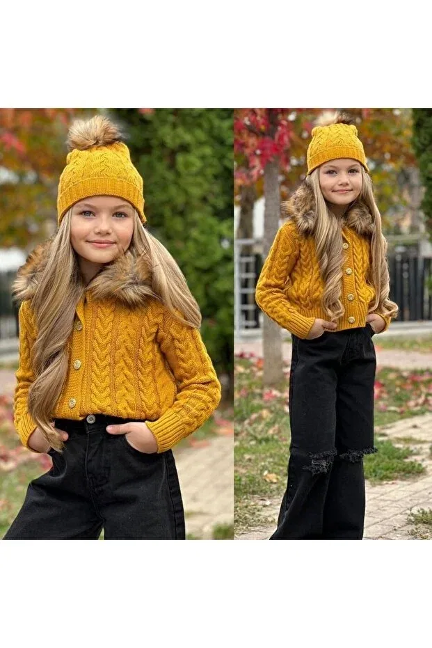 Детский кардиган для девочек с косами Cable Knit Nisaykids, Yellow