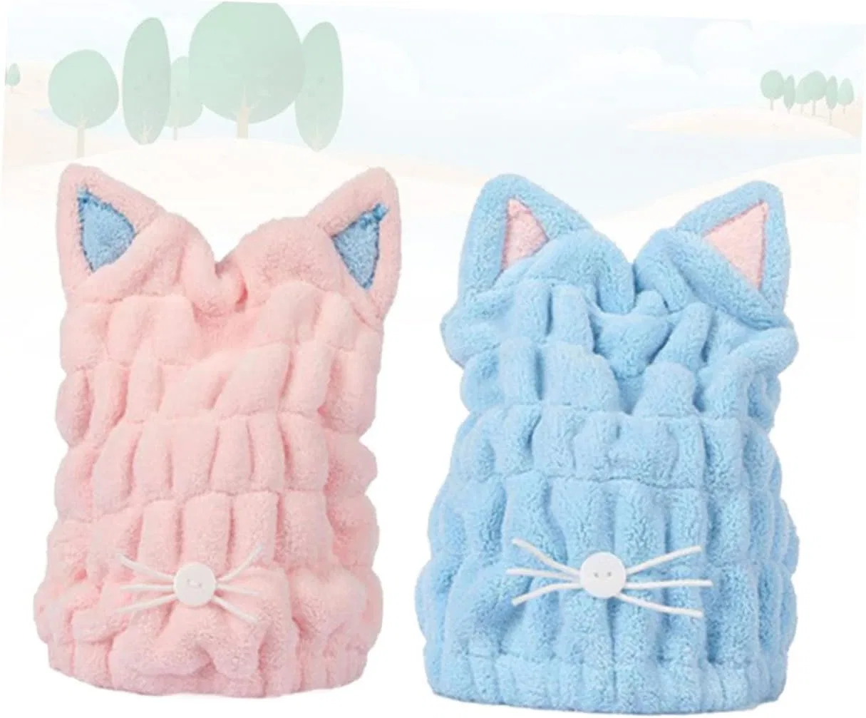 Шапочка для душа MAGICLULU Coral Fleece, 2 шт, 27x23x2 см — фото 2