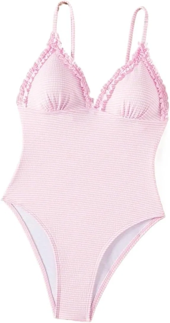 Женский цельнокроеный купальник с цветовыми блоками, Pink