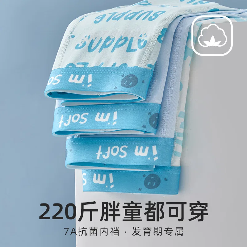 Детские боксеры для мальчиков хлопковые 4-комплект Red bean, Sky Blue+Light Blue+Azure+Lake Blue — фото 3