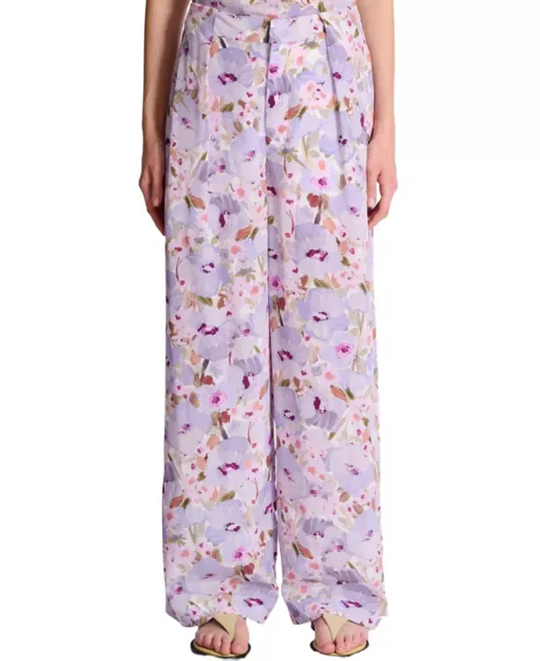 Женские брюки с принтом Printed Poppy Flower Balmain, мультиколор