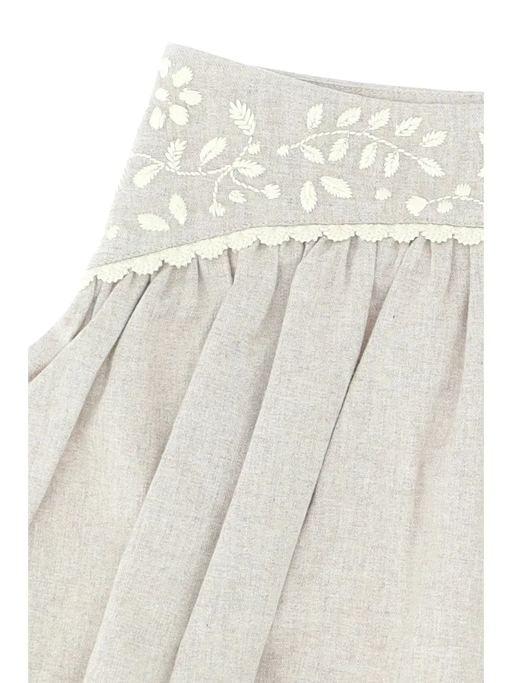 Юбка плиссированная с цветочной вышивкой Chloe Girls Floral Embroidery Pleated Skirt Chloé, White — фото 3