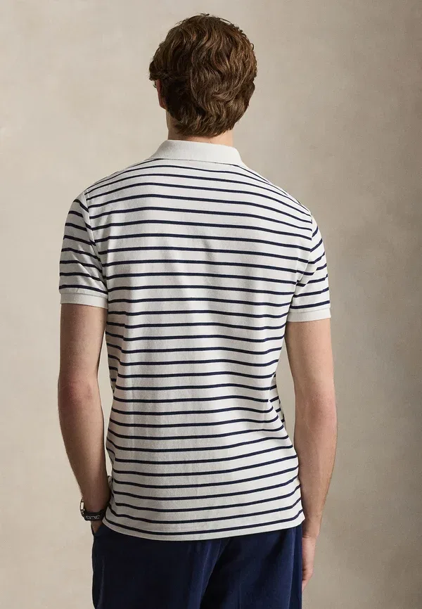 Футболка поло хлопковая Custom slim fit polo bear polo shirt, Polo Ralph Lauren, White, Newport Navy, белый/темно-синий — фото 3
