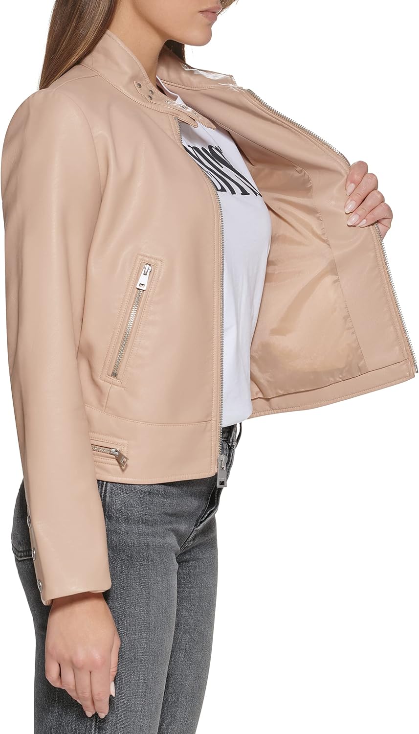 Женская куртка для мотокросса Levi's из искусственной кожи (стандартная и плюс), Biscotti Latch Collar — фото 4