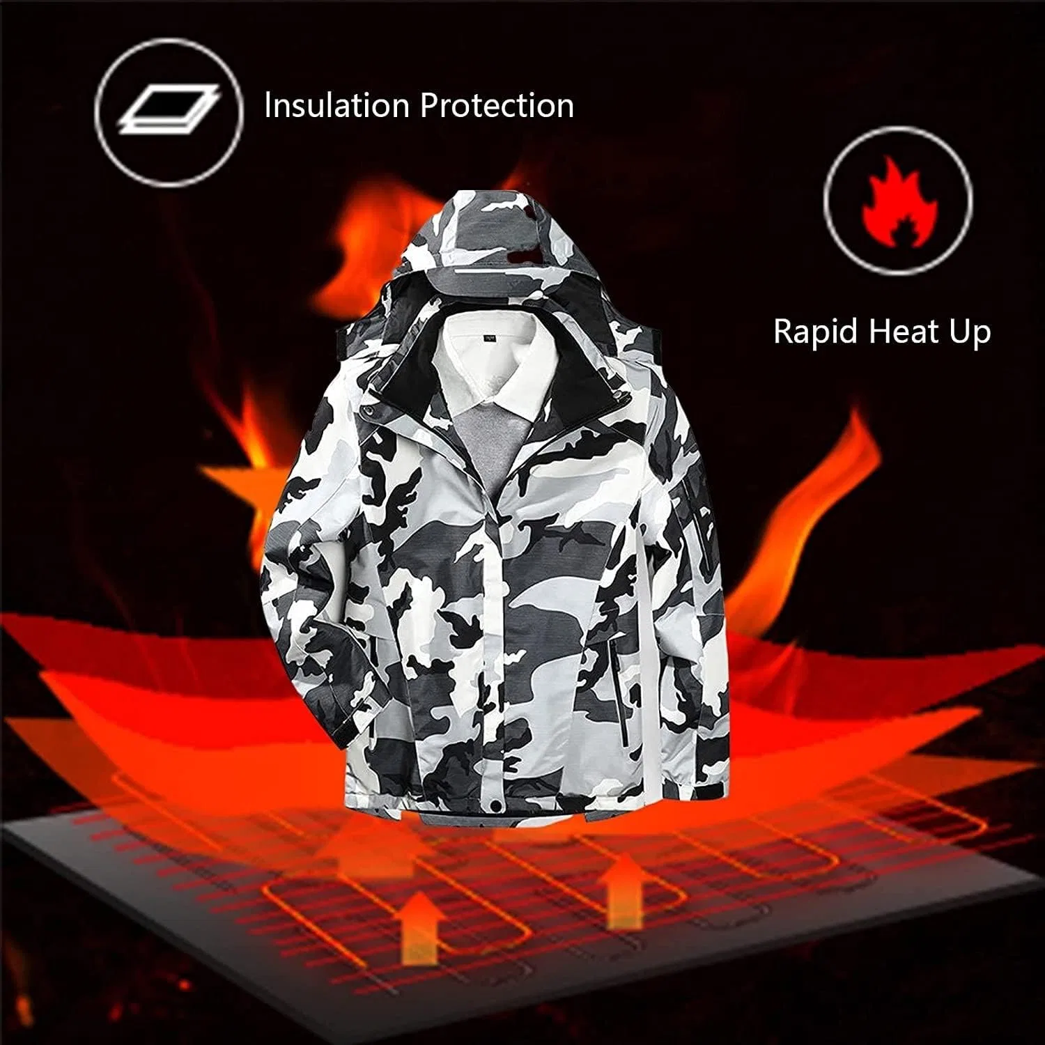 Термобелье камуфляжное черное USB Electric Heating Jacket — фото 4