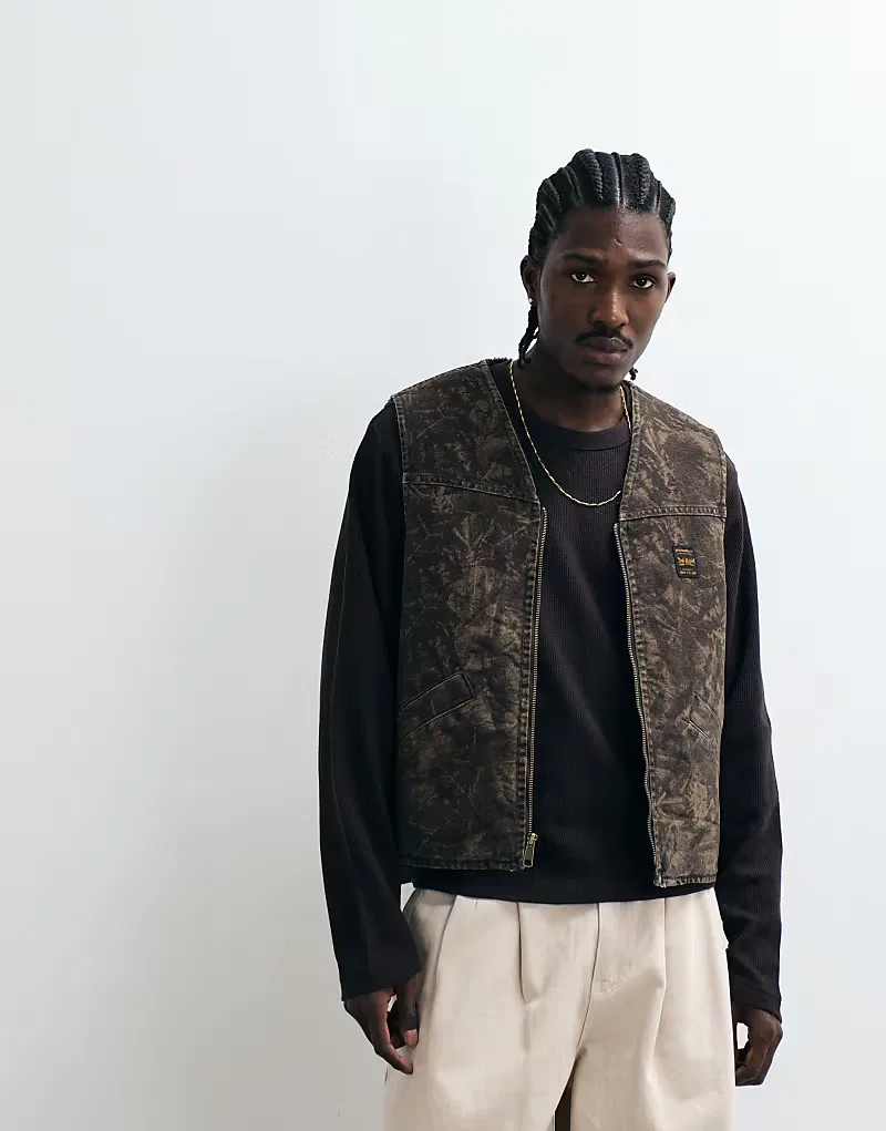 Жилет джинсовый камуфляжный Saratoga Wokwear Levi's, хаки — фото 4