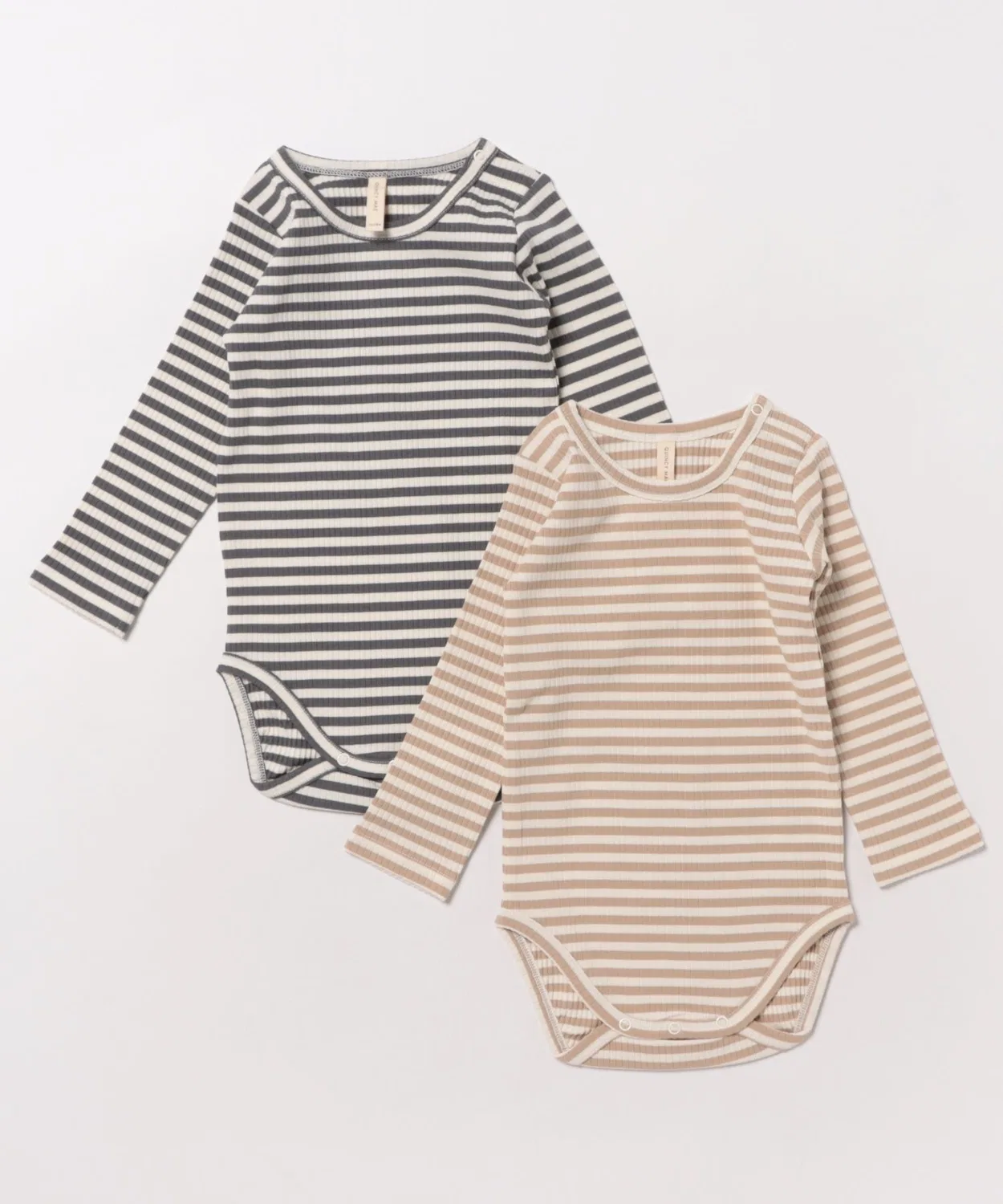 Детский комплект боди с длинным рукавомIndigo Stripe, Latte Stripe Quincy Mae, Indigo Stripe/Latte Stripe