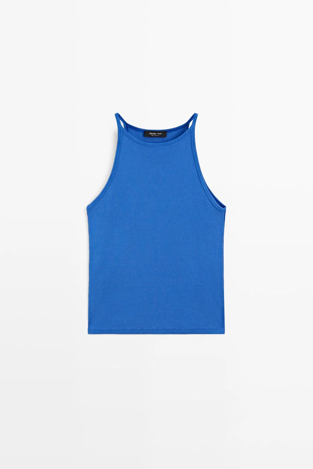 Топ Massimo Dutti Cotton Blend Halter, глубокий синий — фото 2