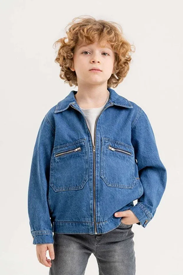 Детская куртка джинсовая с длинным рукавом Dazzledkids, Blue — фото 2
