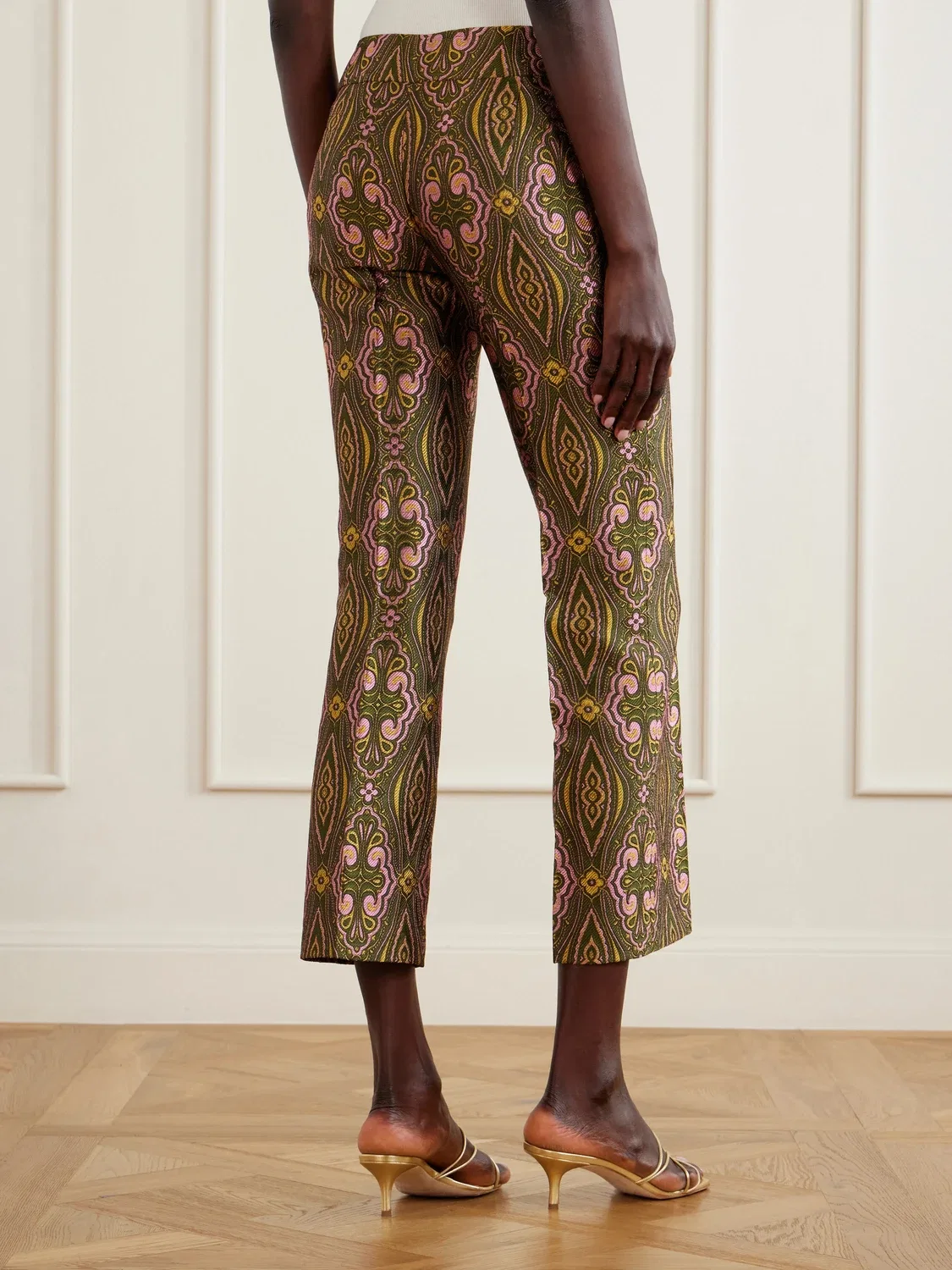 ETRO Брюки из крепового жаккарда металлик прямого кроя — фото 4