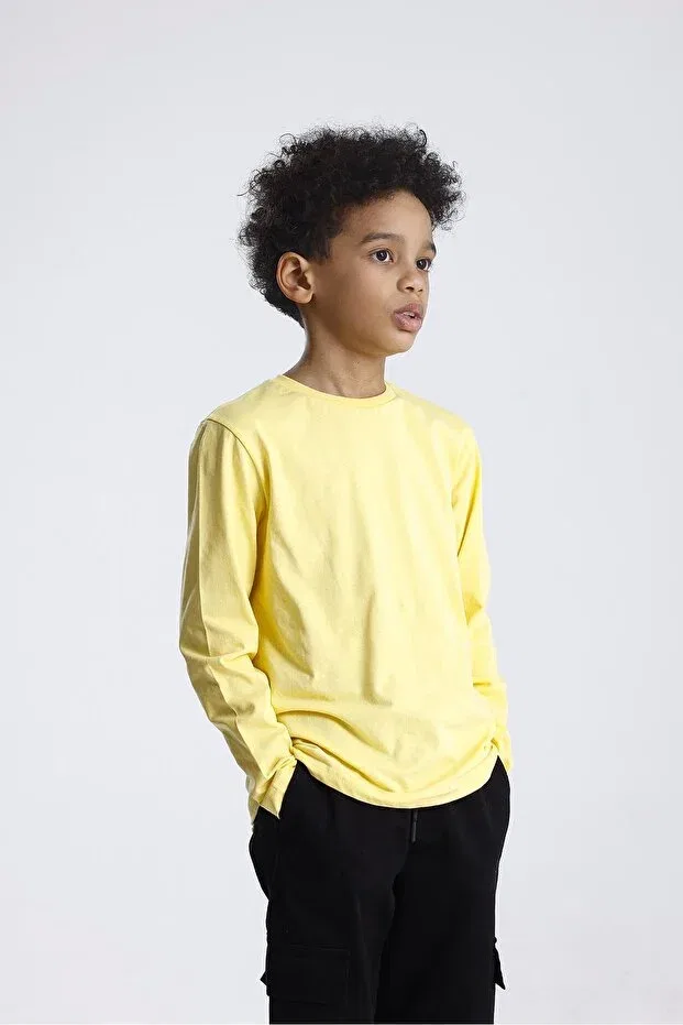 Детская футболка с длинным рукавом Basic Miababy, Yellow — фото 4