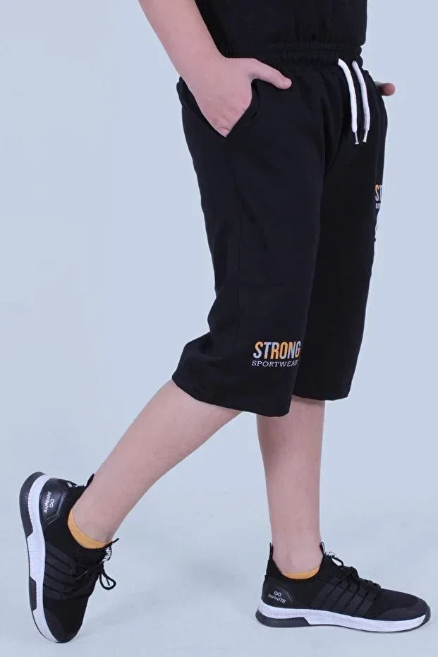 Детские шорты для мальчиков с принтом 95 Strong Print Panio Kids, Black — фото 4