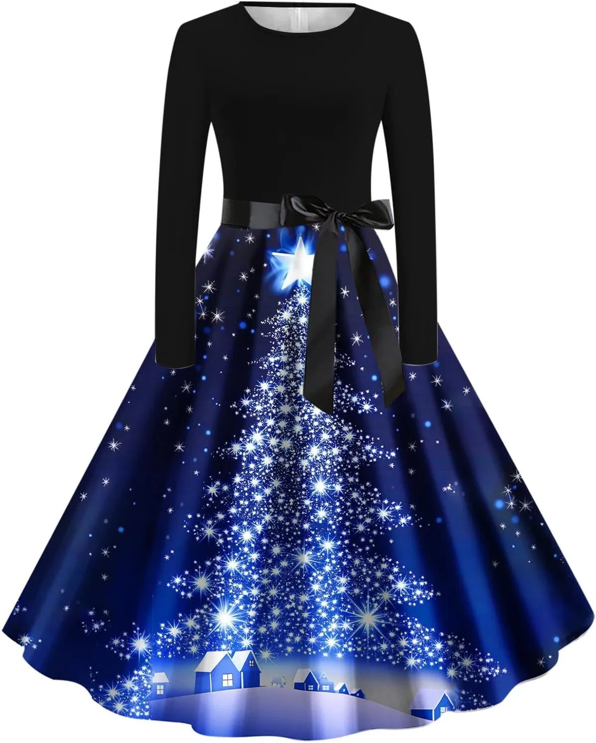 Женское платье с принтом Christmas, Blue