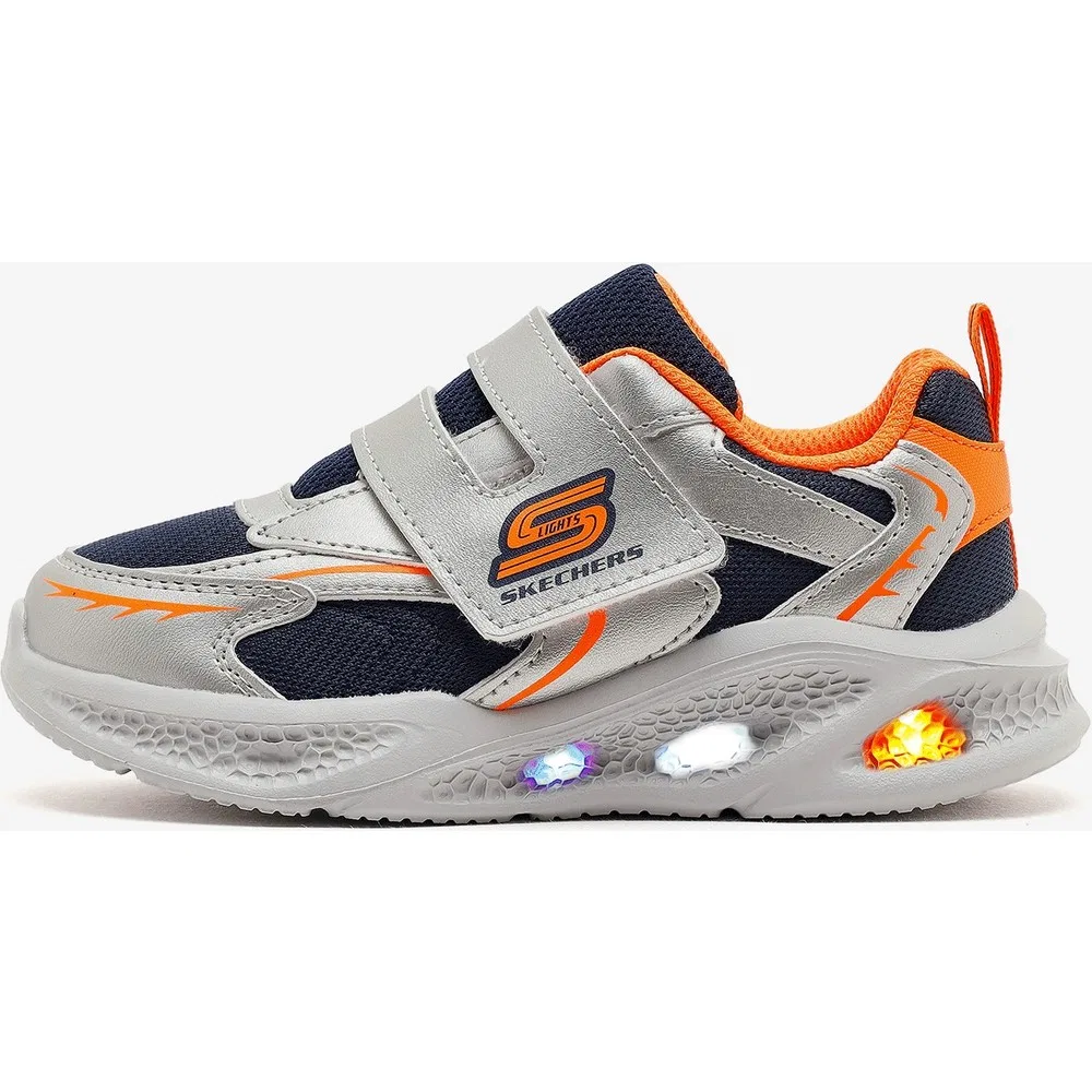 Детские кроссовки для мальчиков с подсветкой Meteor-Lights - Glow, Gümüş/Turuncu Skechers — фото 2