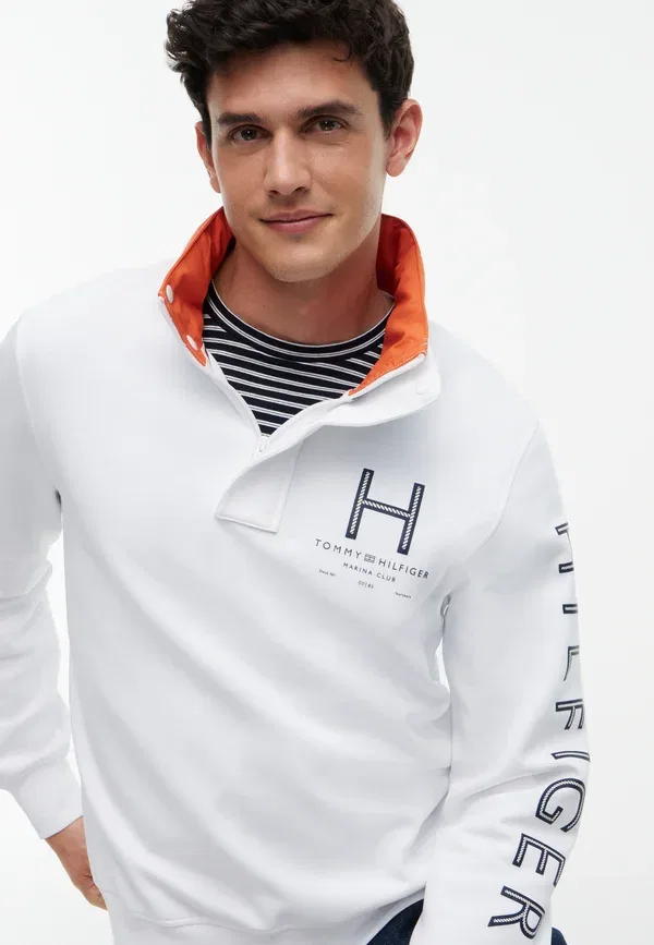 Худи с капюшоном на молнии из хлопка и полиамида Sail mix media Tommy Hilfiger, White, белый — фото 4