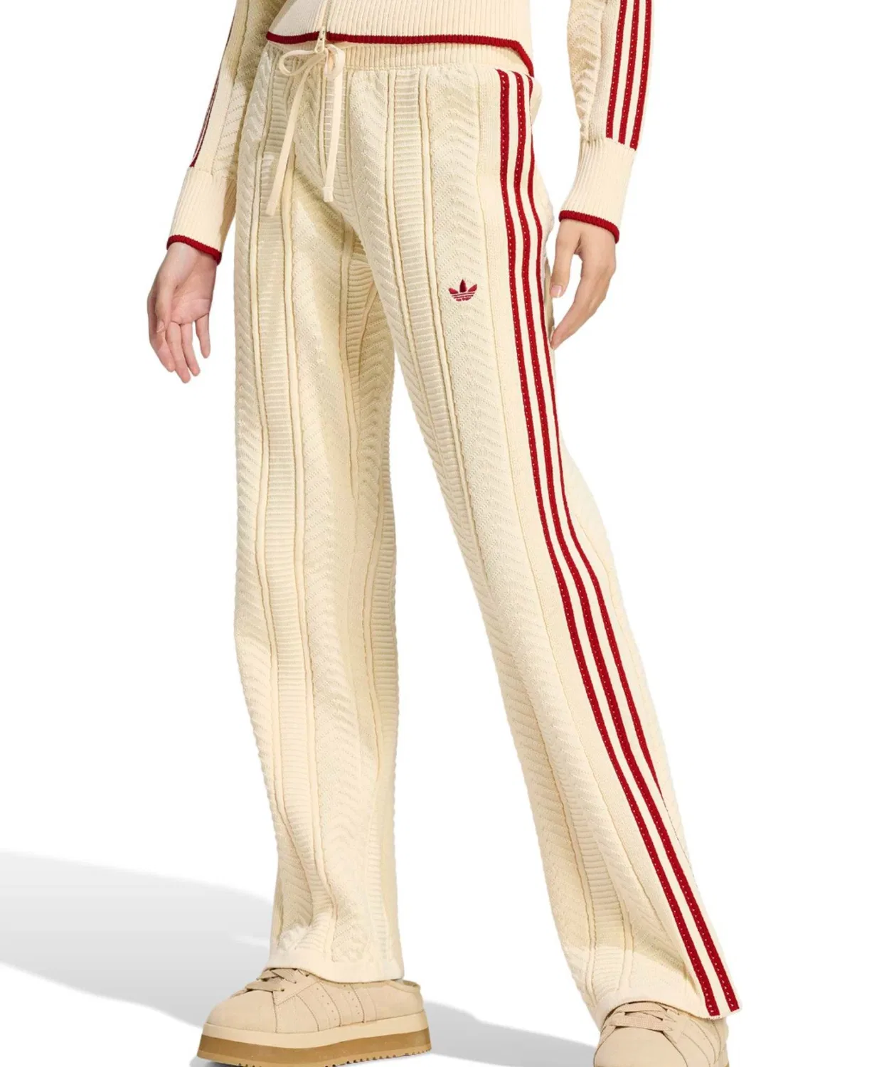 Женские широкие спортивные брюки с принтом Adidas SST Wide Leg Trackpant, Бежевый