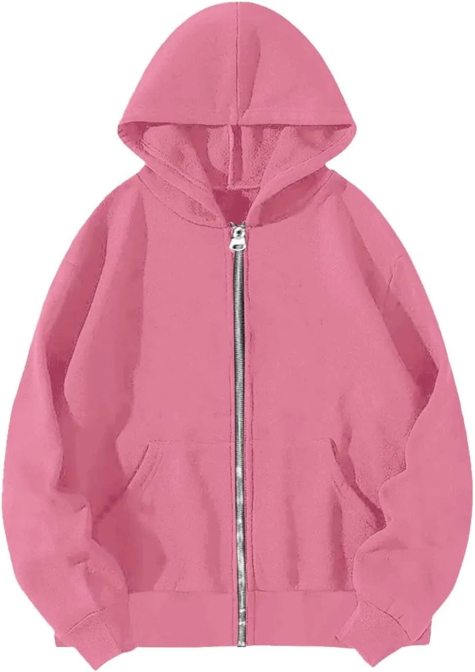 Женский свитшот с длинным рукавом и молнией, 1a-pink — фото 3