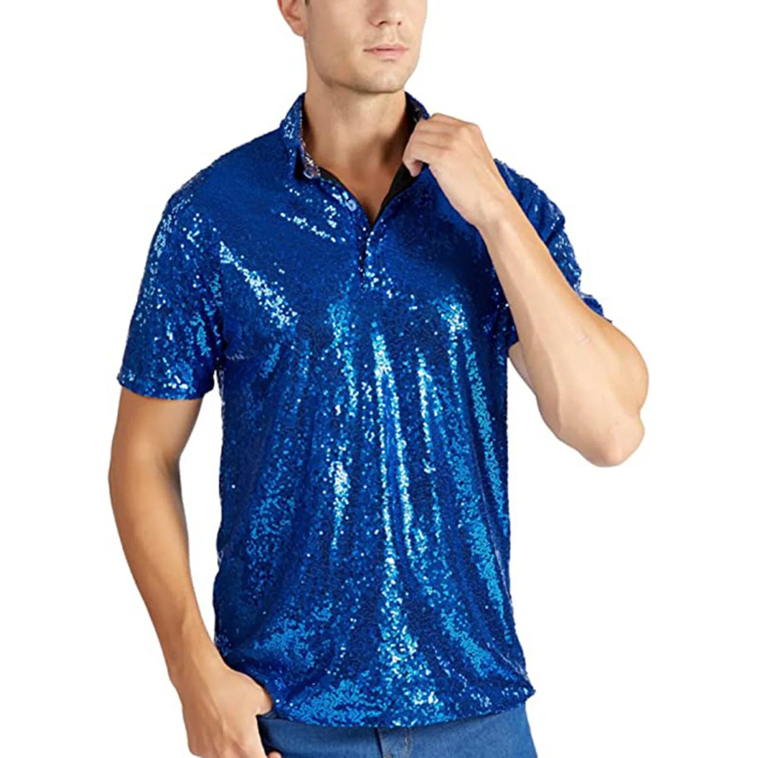 Мужская рубашка с коротким рукавом с пайетками 70s Party Shirt, Marina Militare