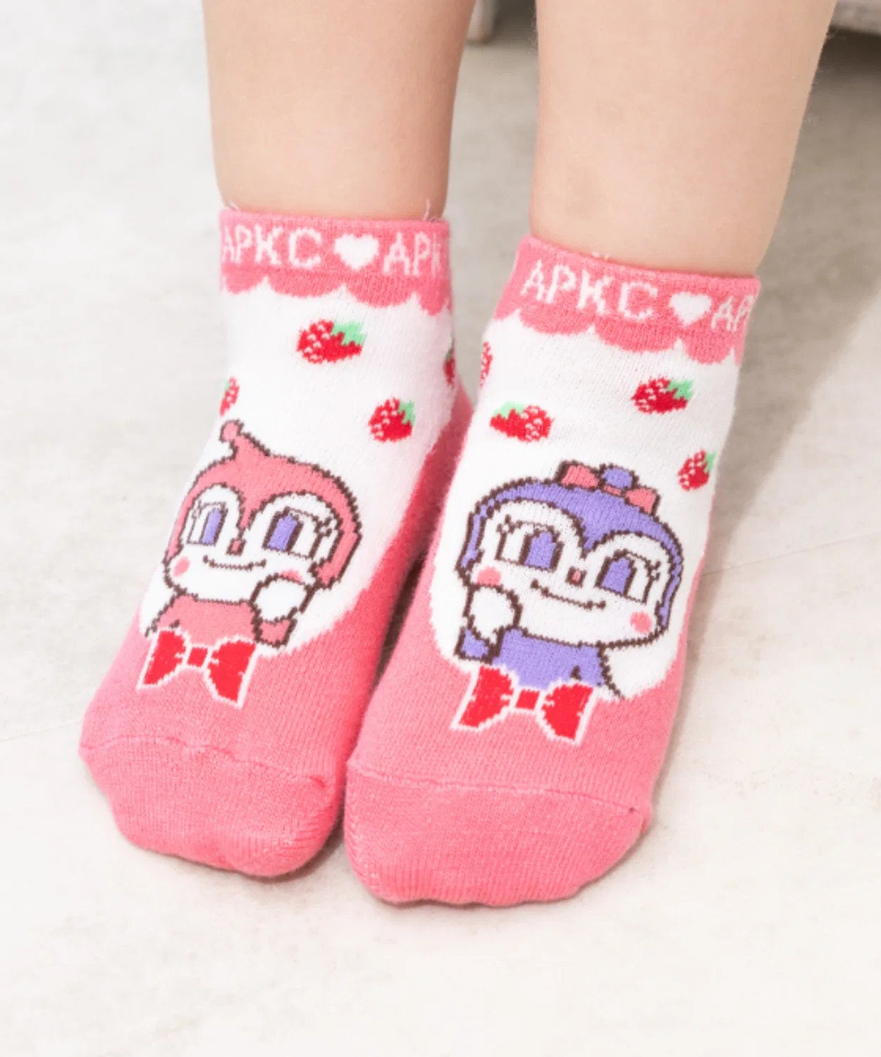 Детские носки с принтом Памперс-стиль, модель с Докин-тян и Кокин-тян ANPANMAN KIDS COLLECTION, Pink