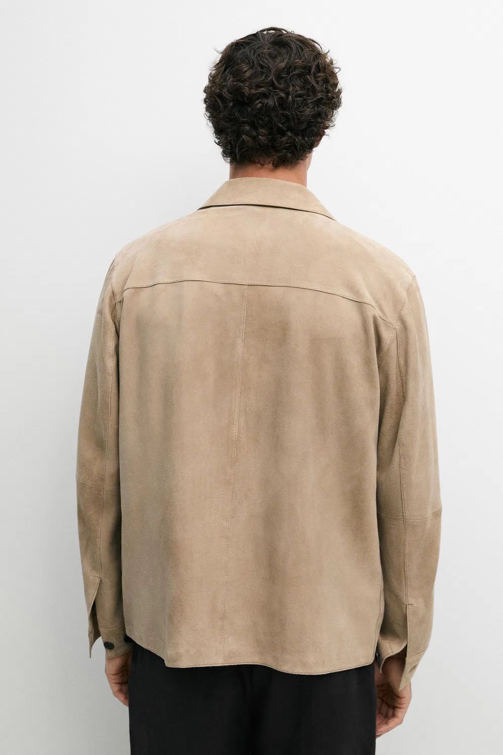 Рубашка Massimo Dutti, из замшевой кожи, бежевый — фото 3