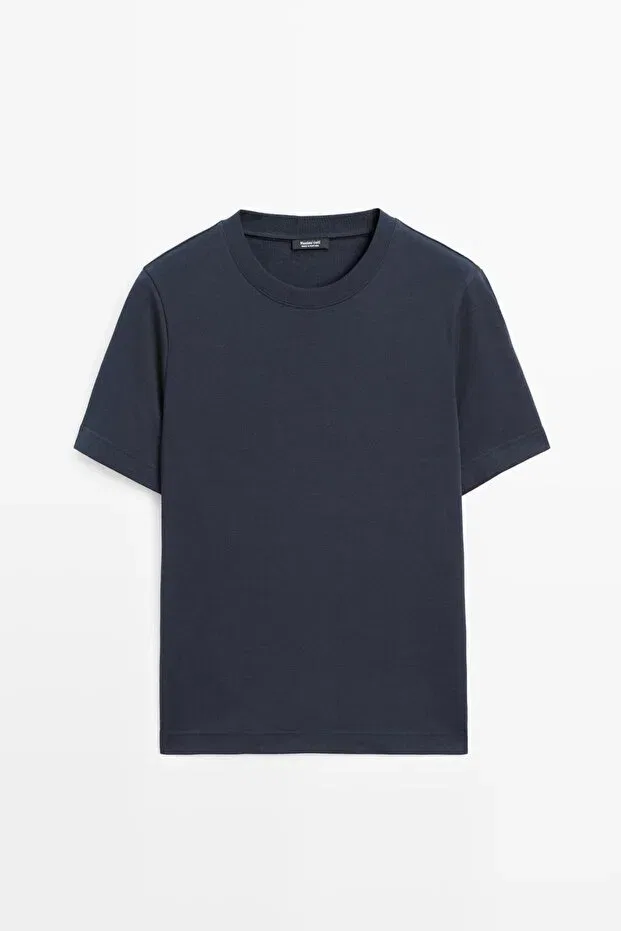 Женская футболка хлопковая с коротким рукавом Massimo Dutti, Dark Lacquer — фото 4