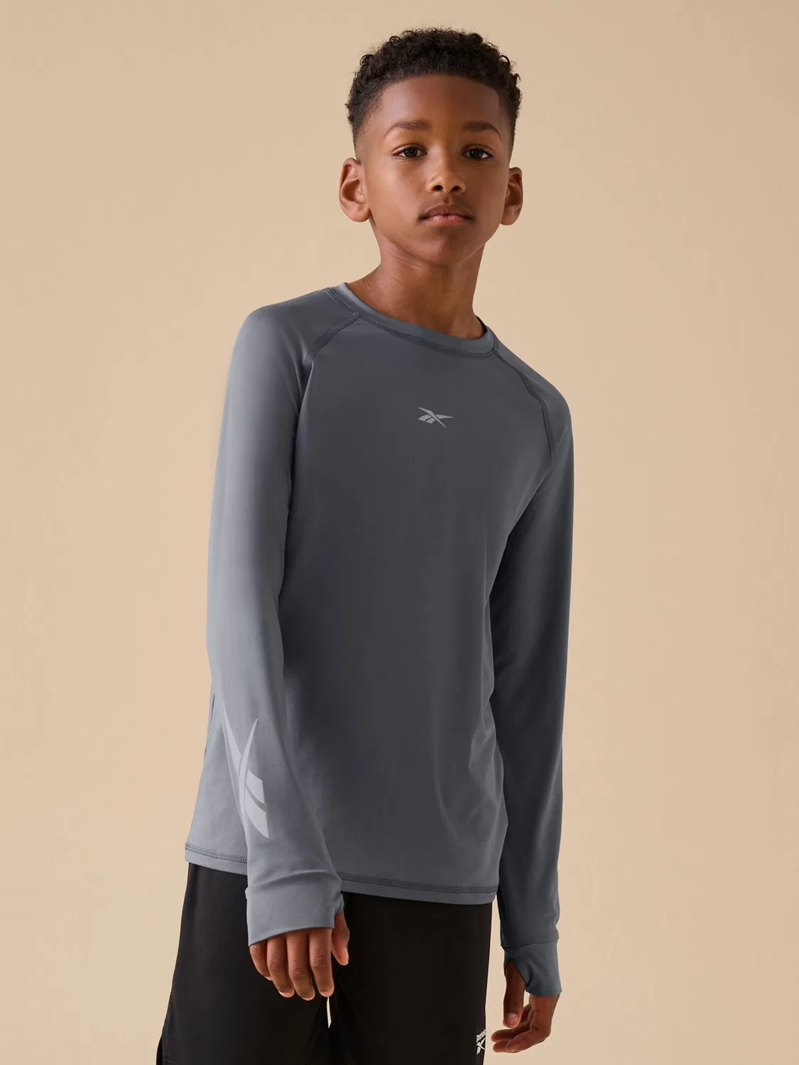 Футболка спортивная с длинным рукавом Reebok, угольно-серый — фото 2