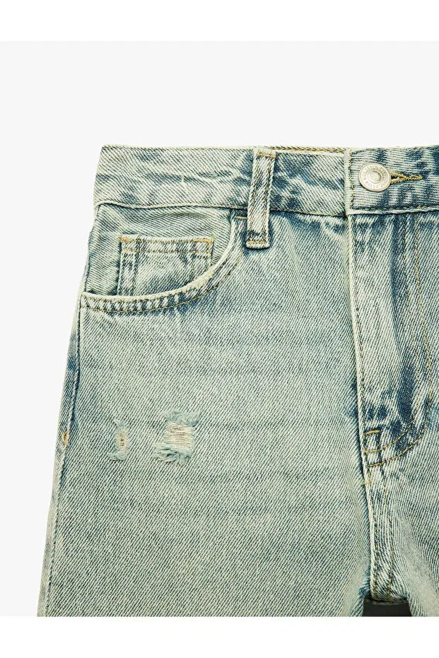 Детские шорты для мальчиков джинсовые Worn-Out detailed denim light indigo boys' shorts 6skb40018td Koton, Open Indigo — фото 3