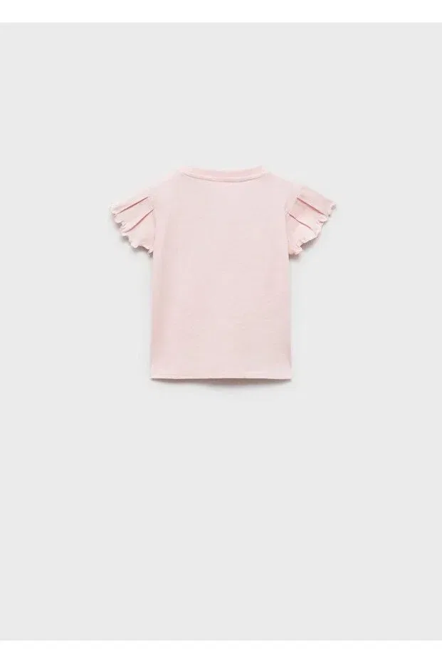 Детская хлопковое футболка Mango Baby, Pink — фото 4