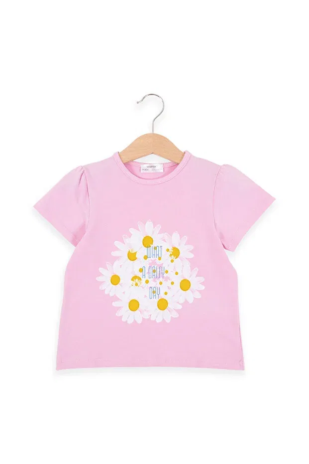 Детская футболка для девочек хлопковая Daisy Printed Bubuga, Pink