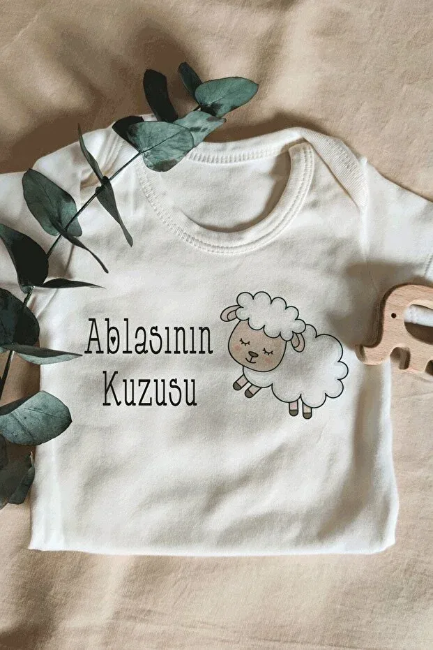 Детское боди с коротким рукавом с принтом Sister's Lamb, Generic Brands, White