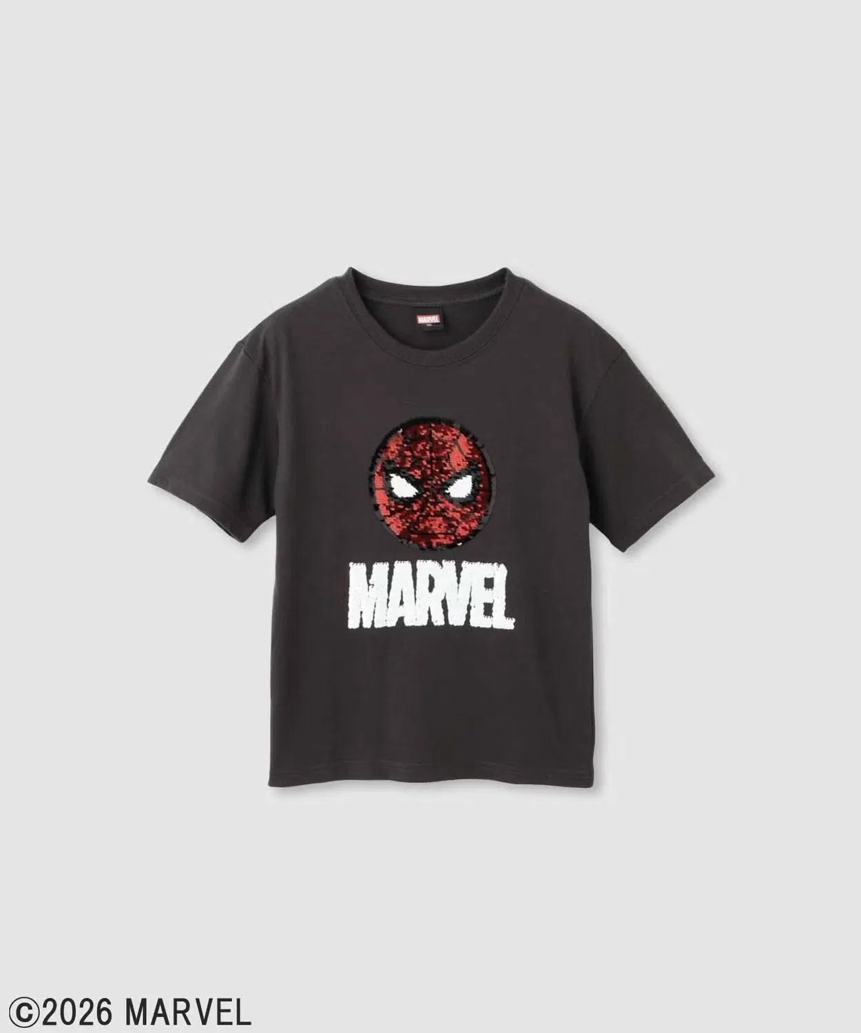Детская футболка с принтом Marvel Spider-Man, модель Reversible Spangle Disney, Charcoal