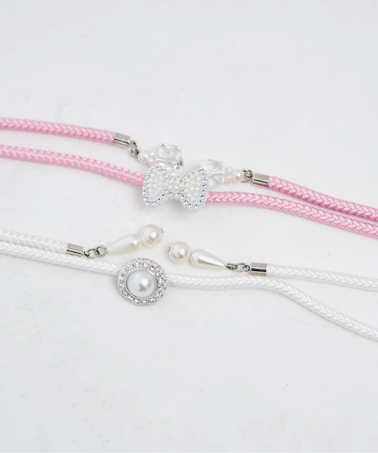 Детский пояс для кимоно с жемчужной лентой, модель Pearl Ribbon, apres les cours, Off White — фото 2
