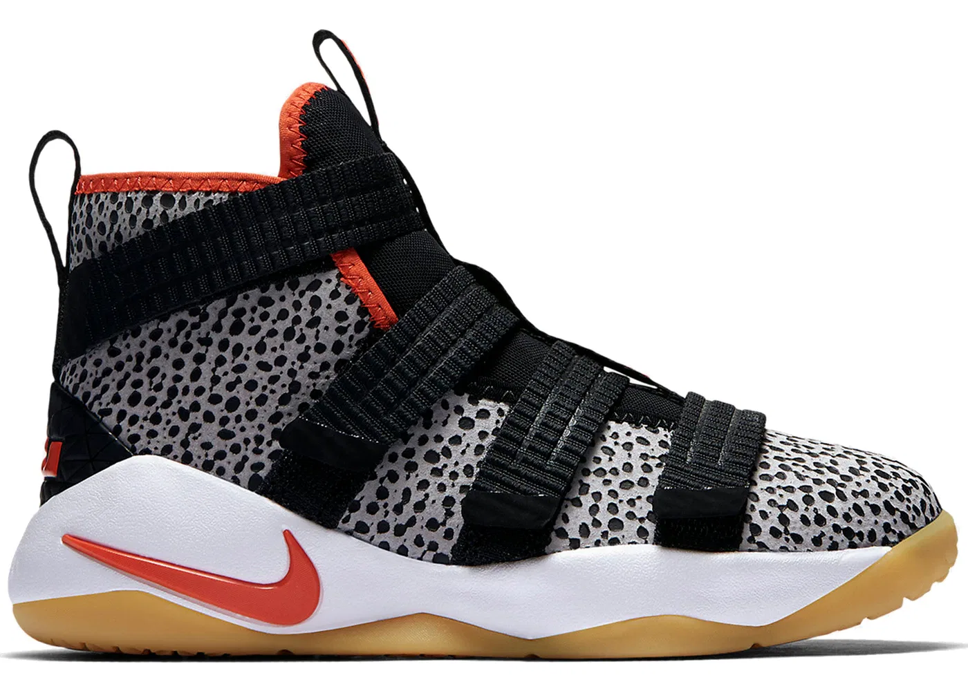 Детские кроссовки Nike LeBron Zoom Soldier 11, цвет Black/White/Atmosphere Grey/Team Orange