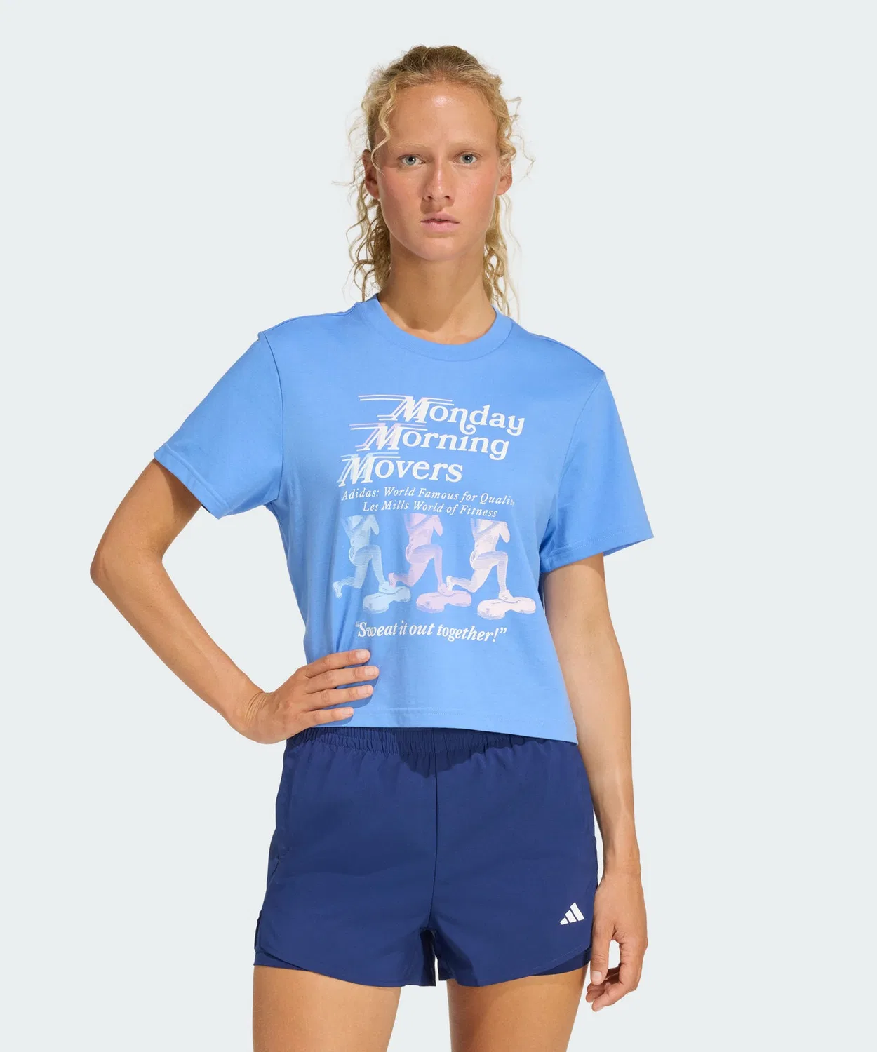 Женская футболка свободного кроя с графическим принтом Les Mills Movers Adidas, Blue