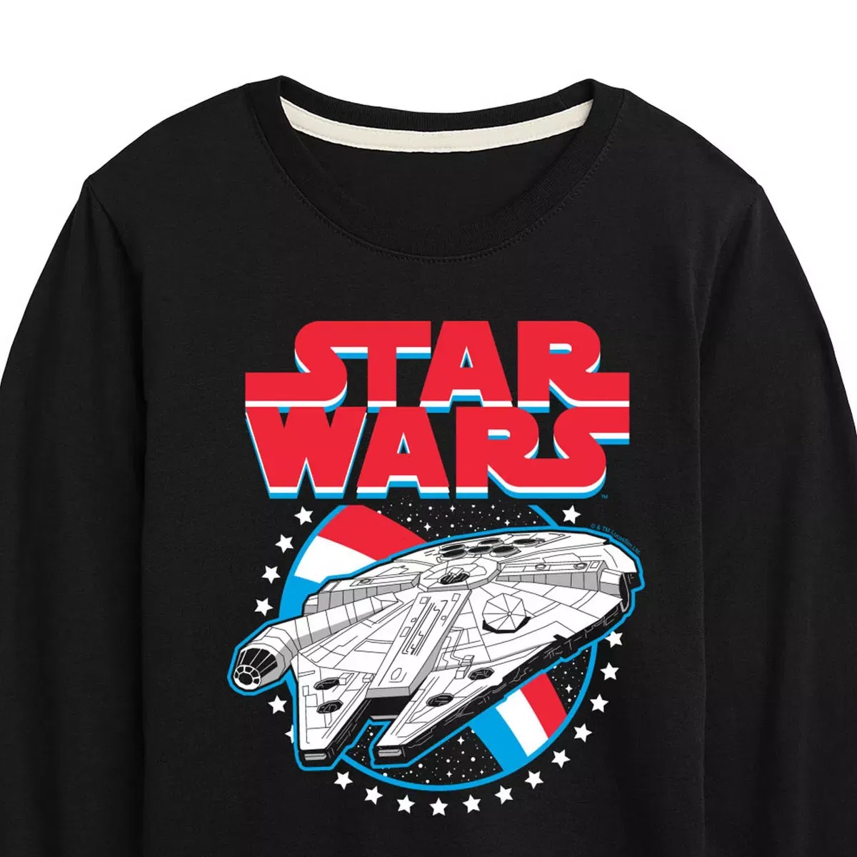 Детская футболка с длинным рукавом с принтом Star Wars Millennium Falcon Americana Star Wars, Navy — фото 2