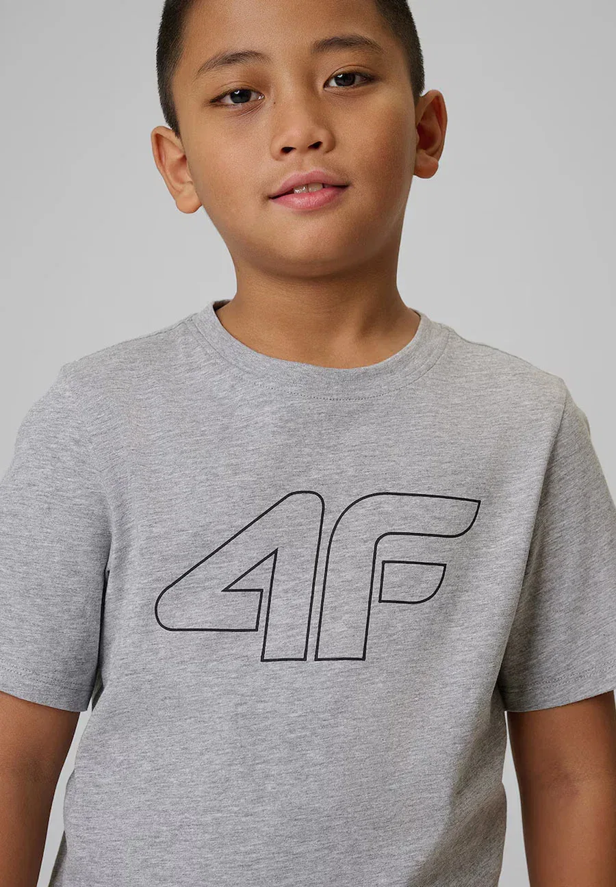 Футболка z nadrukiem chłopięcy - biały 122 (6-7 лат) - футболка с принтом 4F, Grey Melange — фото 4